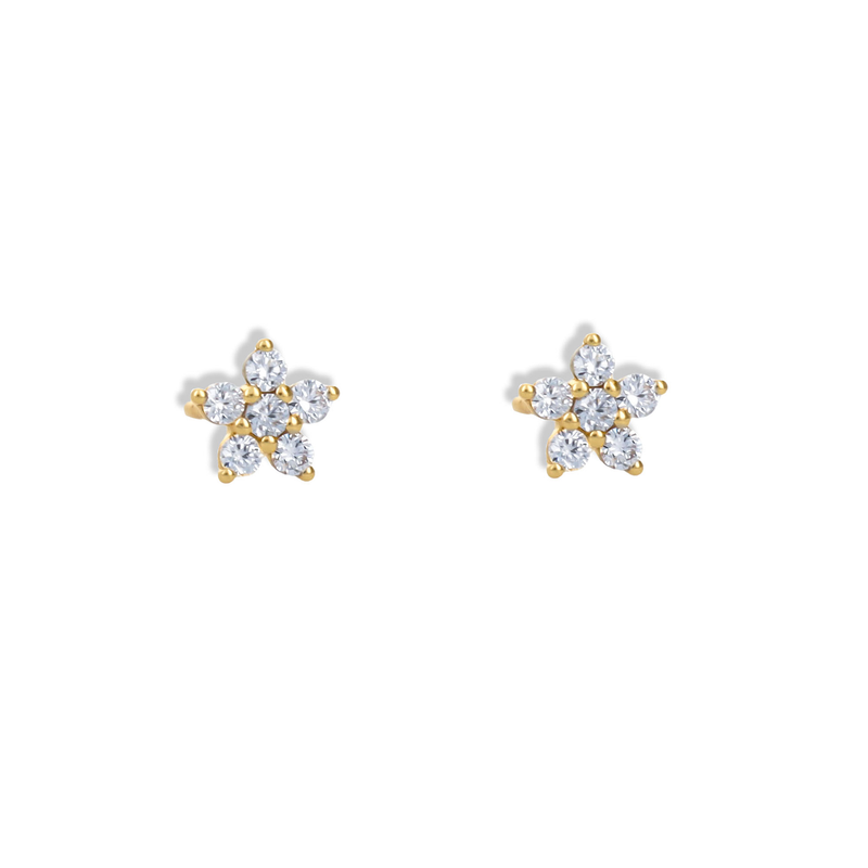 Diamond Flower Stud Earrings