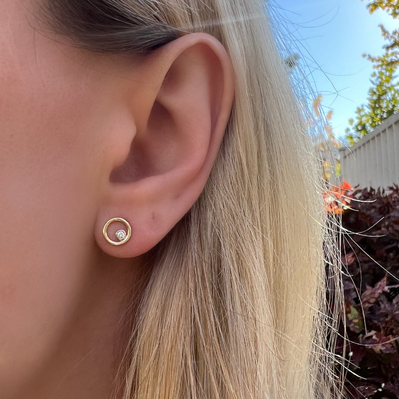 Diamond Open Circle Stud Earrings