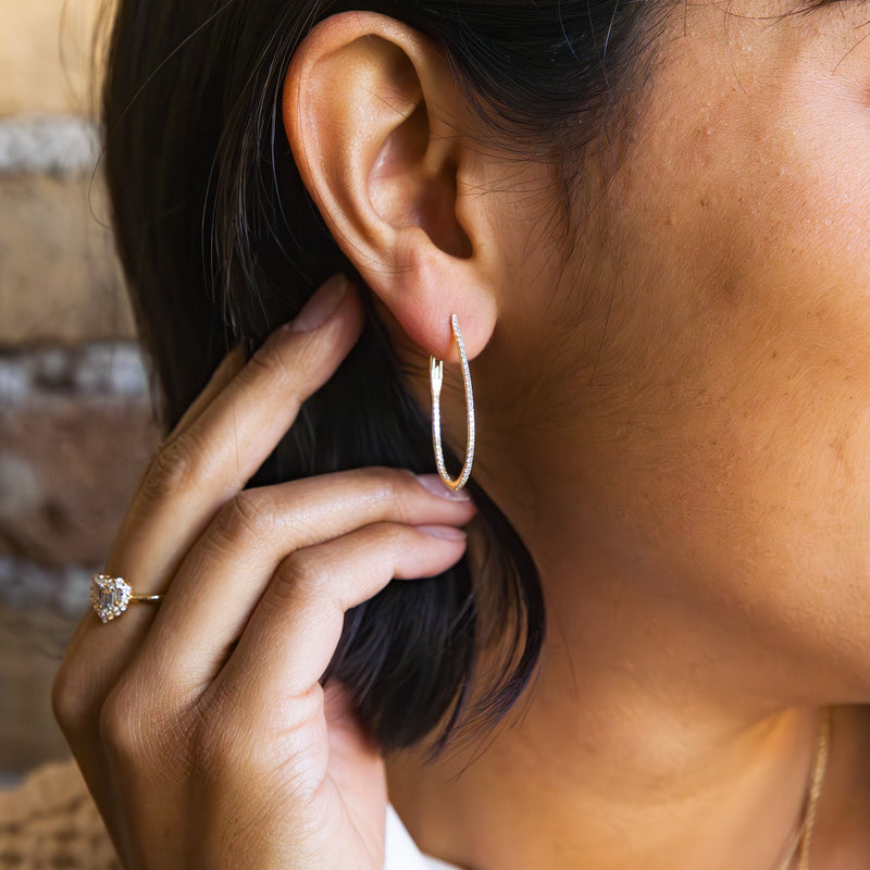 Narrow Oval Gold Hoop Earrings