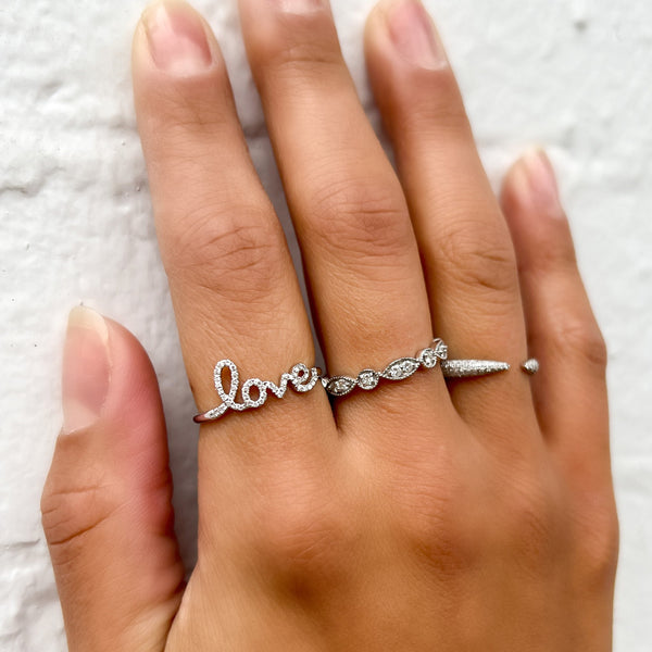 Diamond Love Script Ring