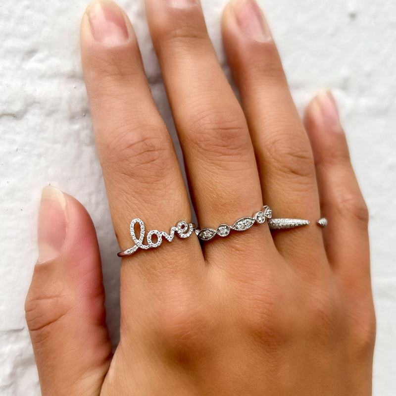 Diamond Love Script Ring