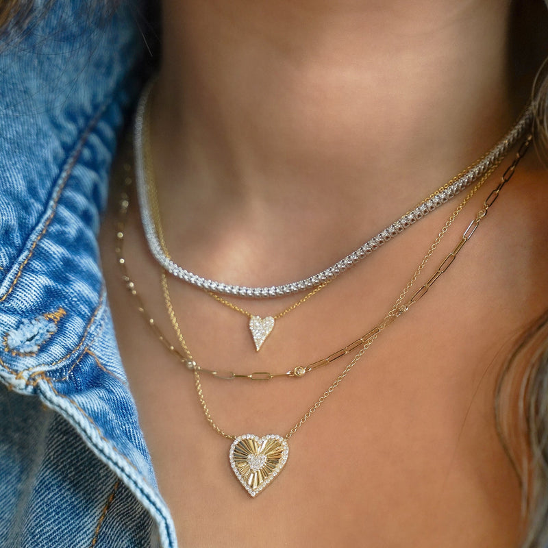 Diamond Starburst Heart Necklace