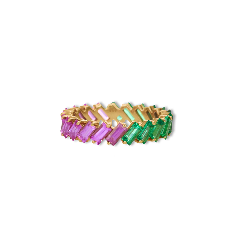 Emerald & Pink Sapphire Ring