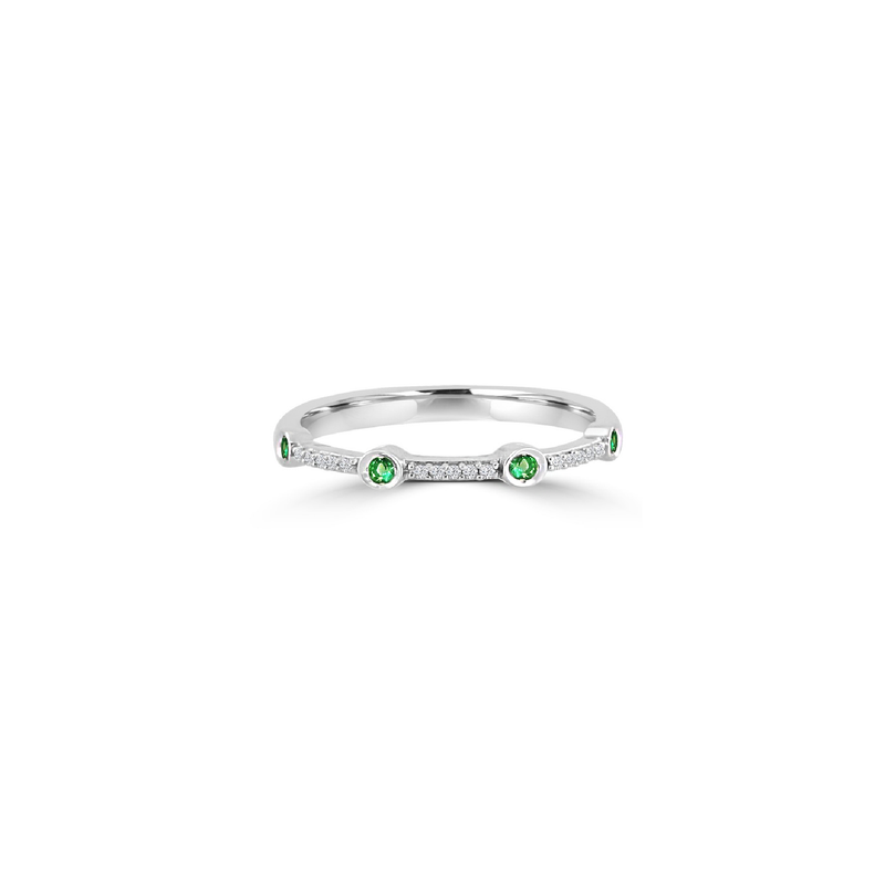 Emerald & Diamond Dot Ring