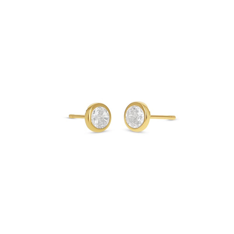 Classic 14kt Gold CZ Stud Earrings