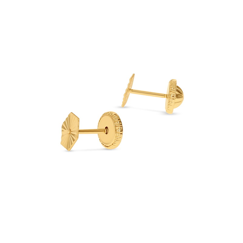 Diamond Cut Hexagon 14K Stud Earrings