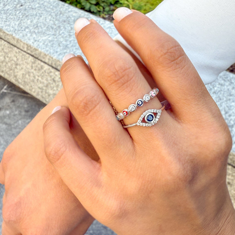 Curved Evil Eye Ring