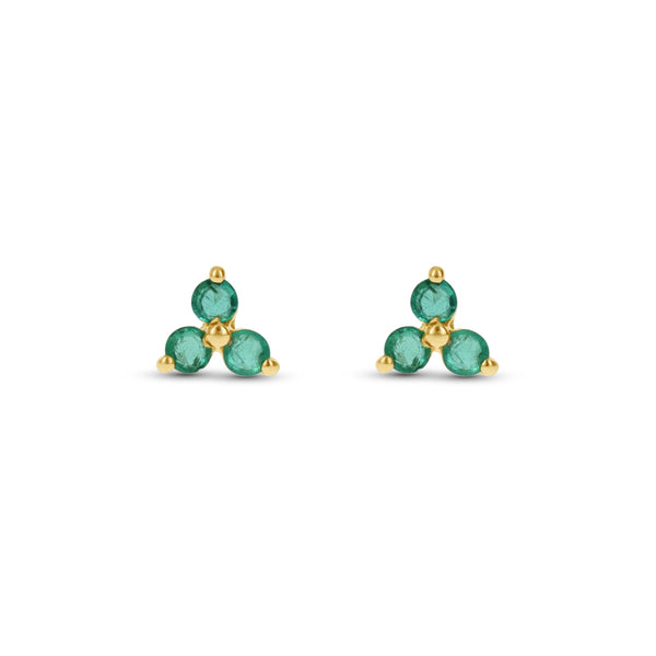 Emerald Flower Stud Earrings