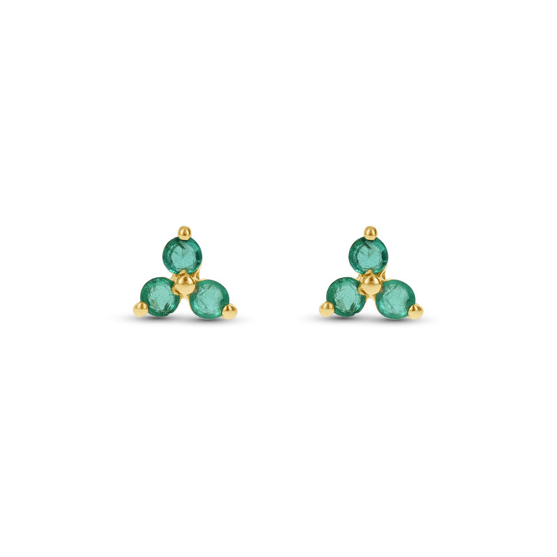 Emerald Flower Stud Earrings