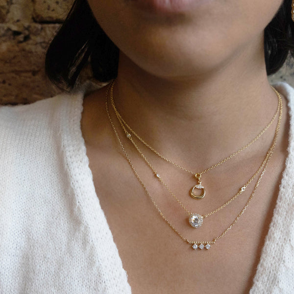 Classic Halo Solitaire Necklace