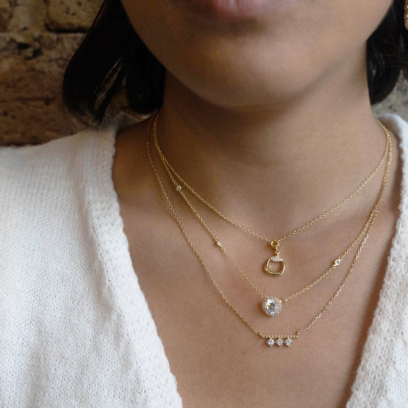 Classic Halo Solitaire Necklace