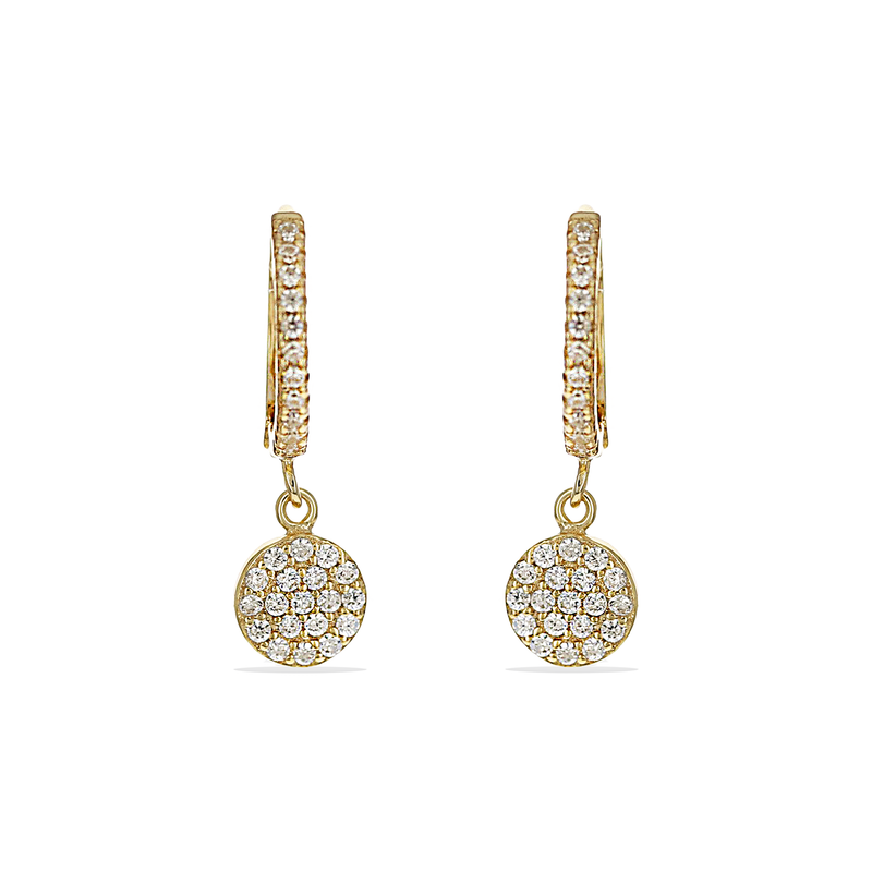 Disc Charm Huggie Hoop Earrings