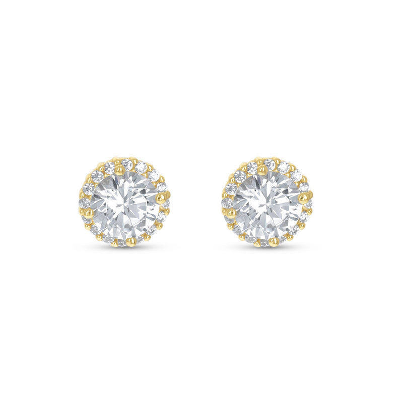 Large Round Halo Stud Earrings