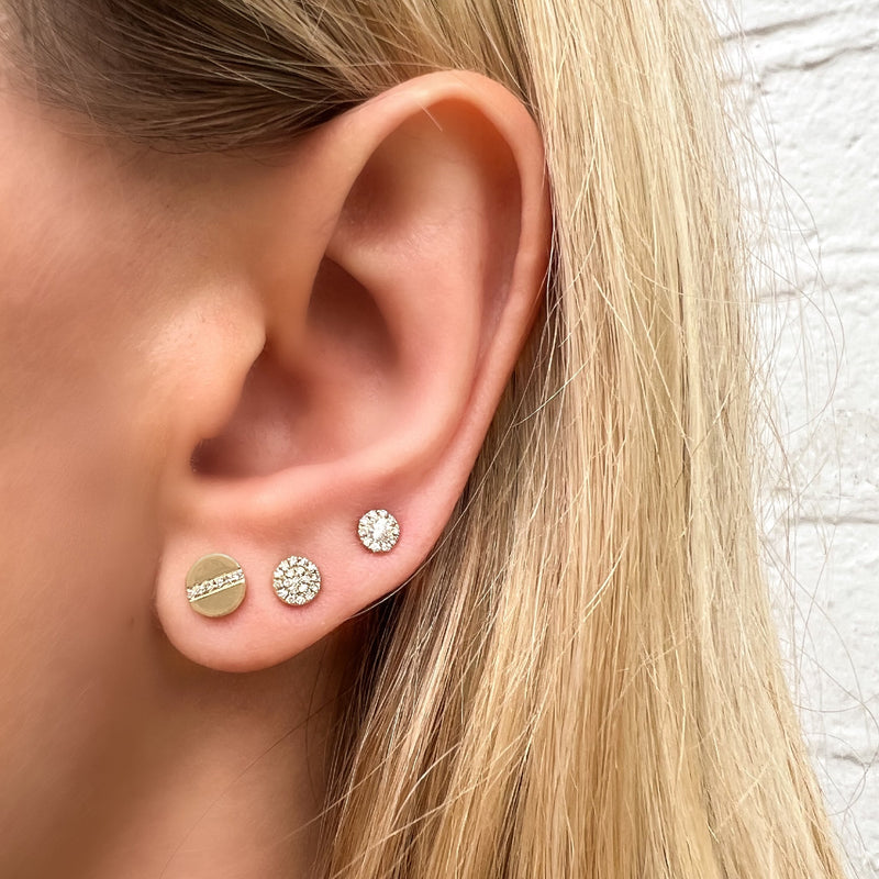 Petite Gold Diamond Halo Stud Earrings