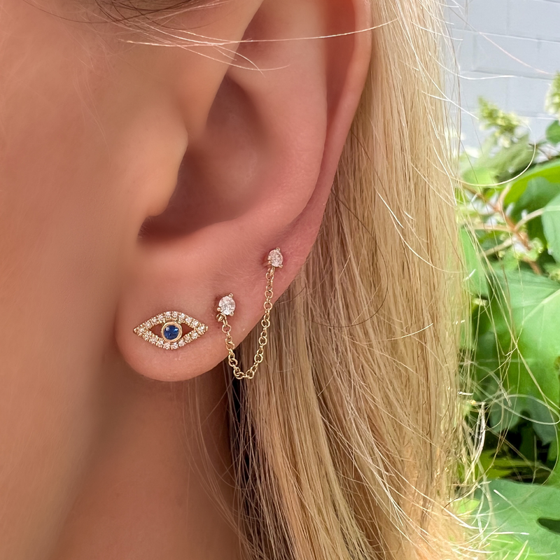 Diamond Evil Eye Studs