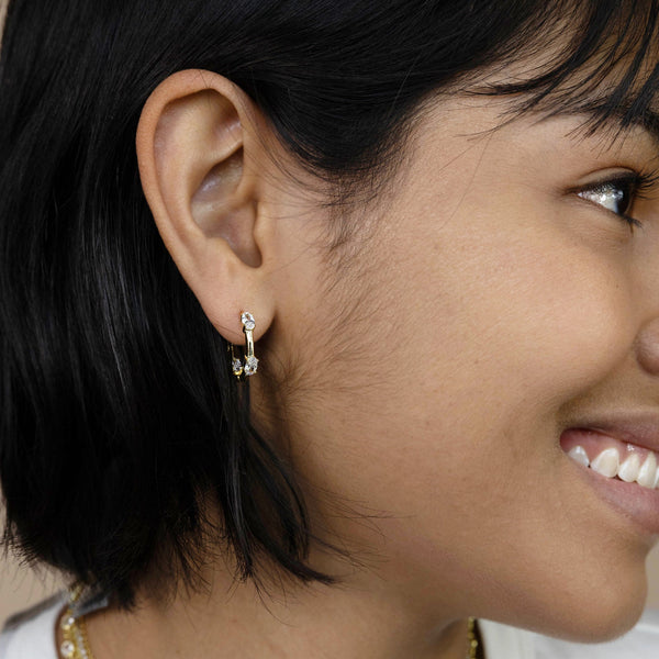 Oval Station Hoop Earrings