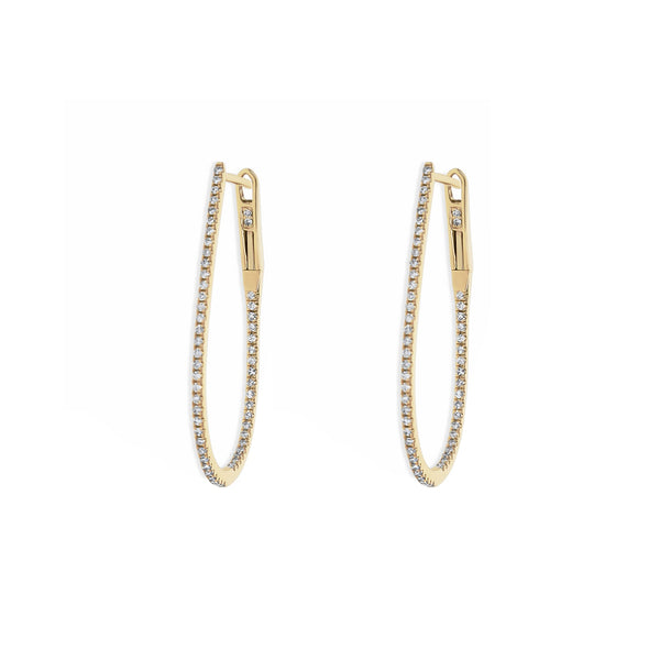 Narrow Oval Gold Hoop Earrings