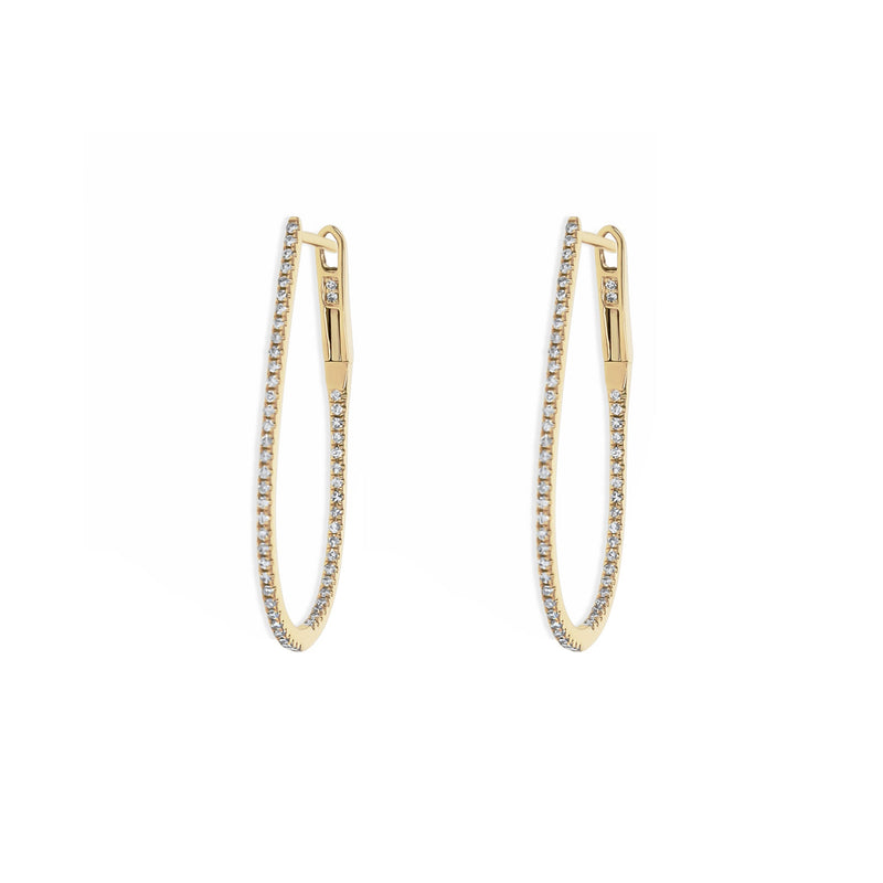 Narrow Oval Gold Hoop Earrings