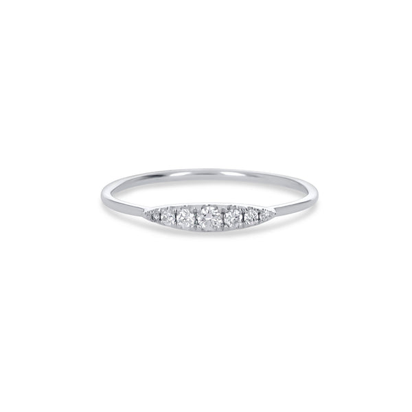 Curved Diamond Ring in White Gold