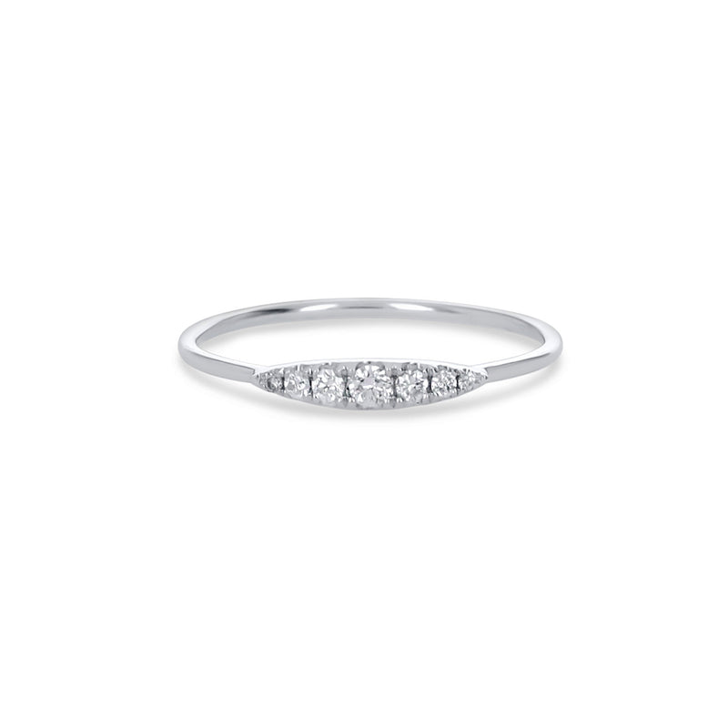 Curved Diamond Ring in White Gold