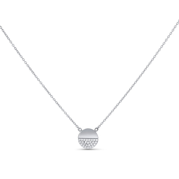 Half Pave Disc Necklace