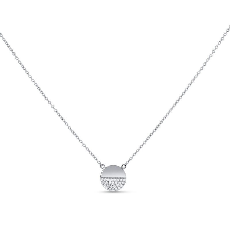 Half Pave Disc Necklace