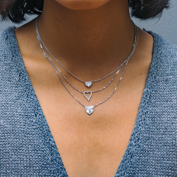 Sparkling Diamond White Gold Heart Necklace