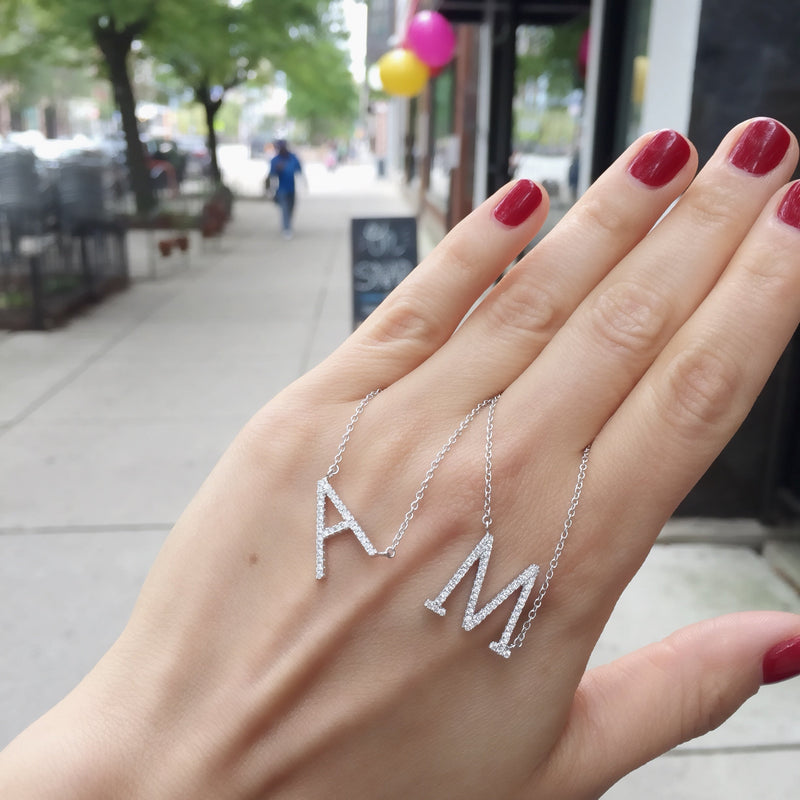 Cz Letter M Necklace