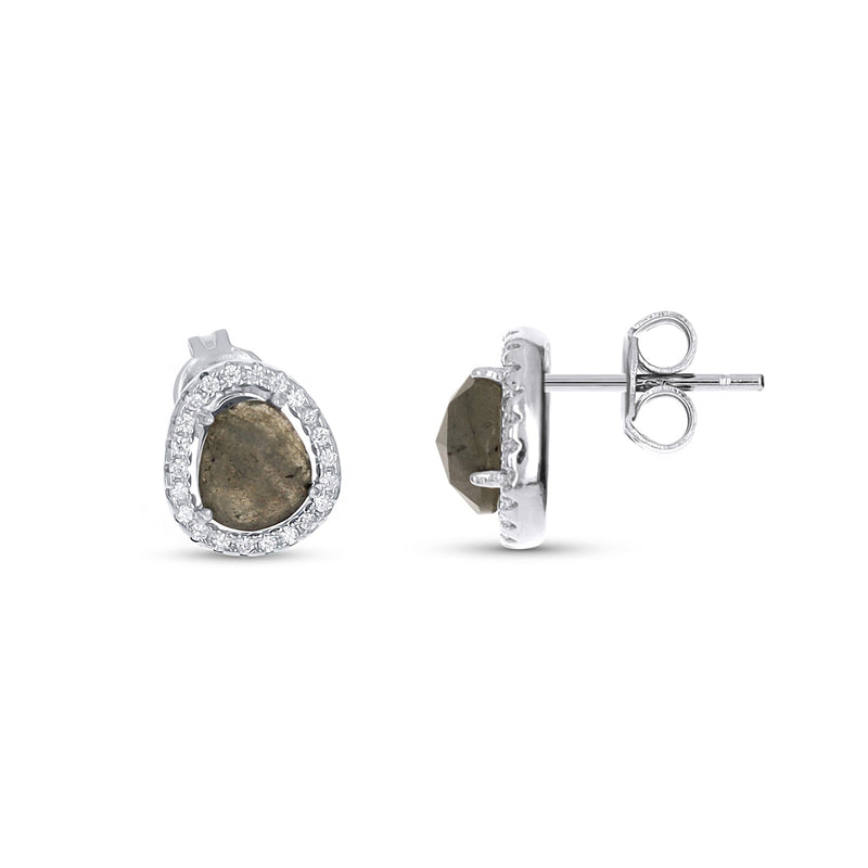 Free Form Labradorite Stud Earrings