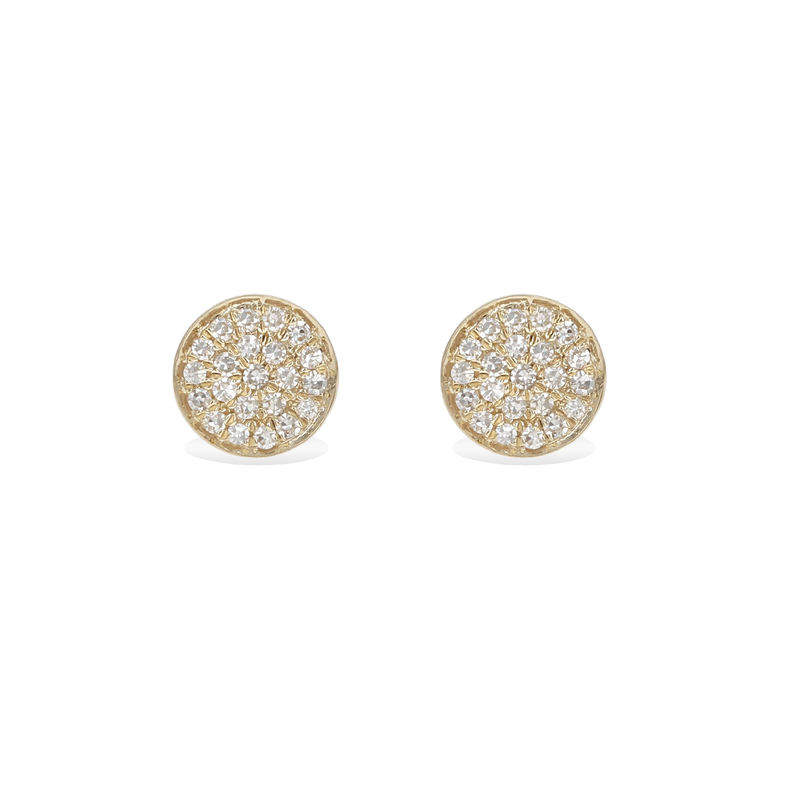Medium Diamond Disc Stud Earrings
