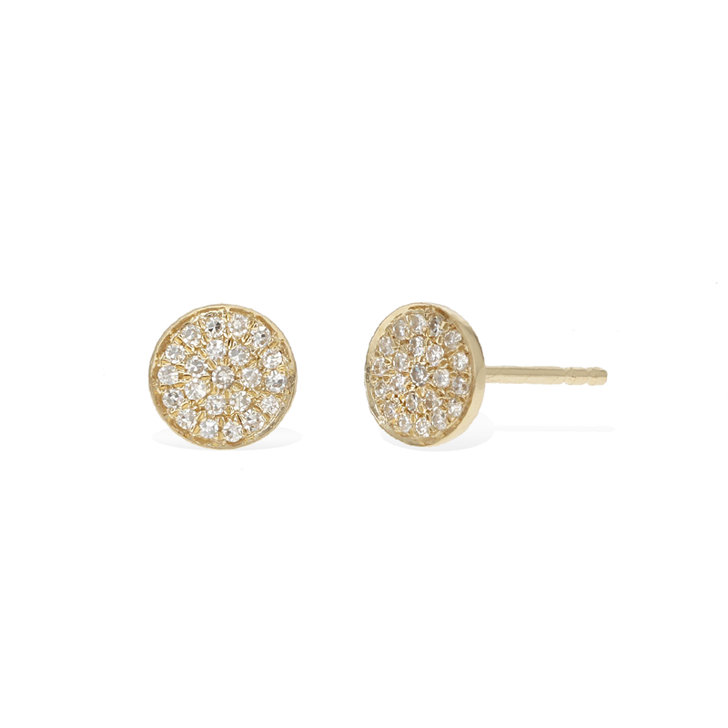 Medium Diamond Disc Stud Earrings
