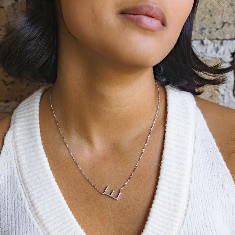Cz Letter E Necklace