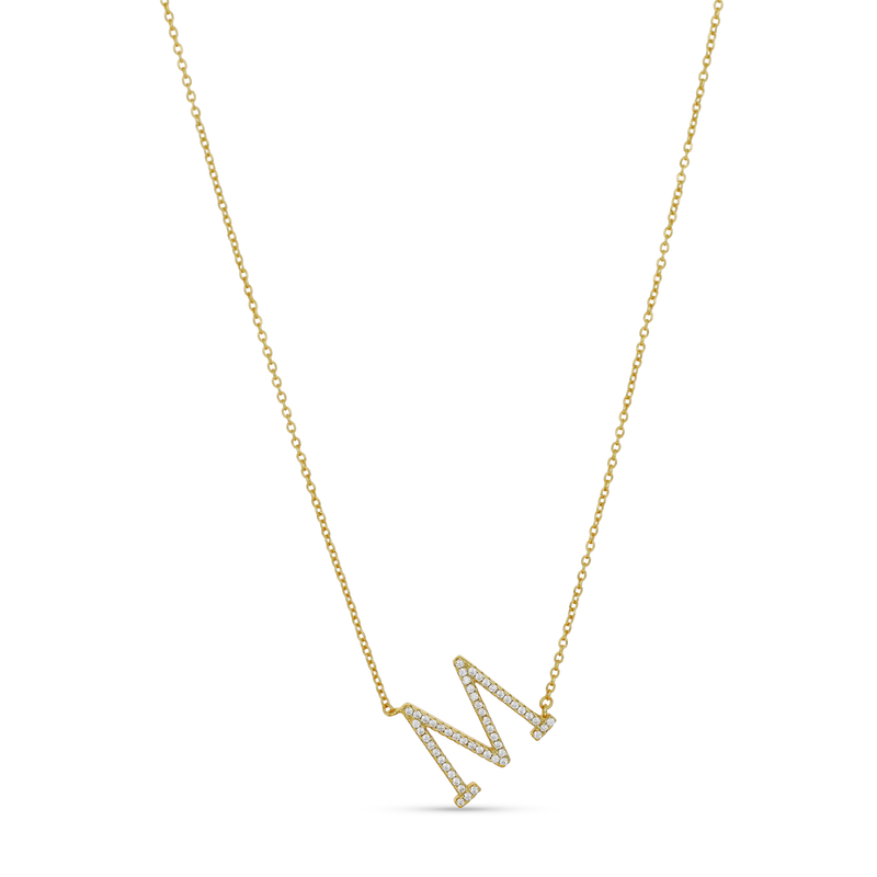 Cz Letter M Necklace