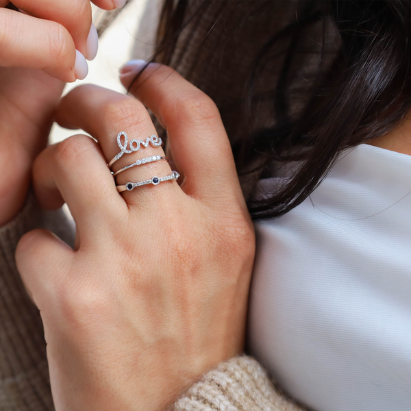 Sapphire & Diamond Dot Ring