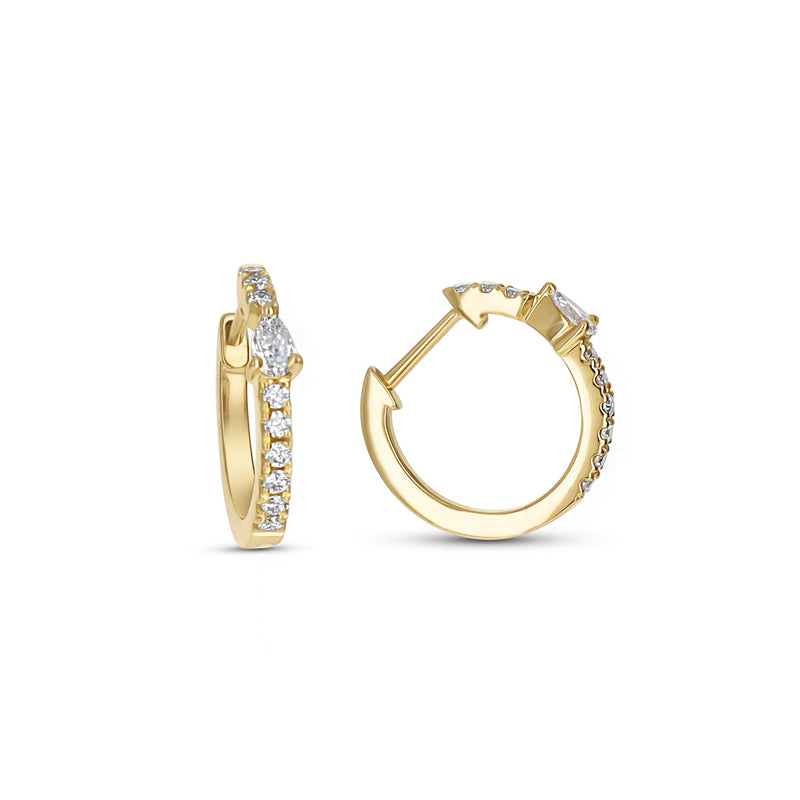 Diamond Pear Station Huggie Hoop Earrings