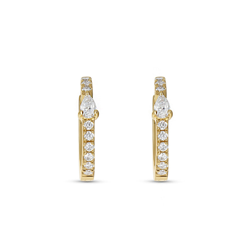 Diamond Pear Station Huggie Hoop Earrings
