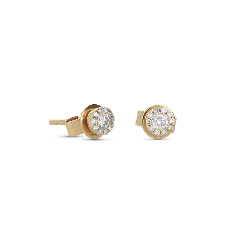 Petite Gold Diamond Halo Stud Earrings