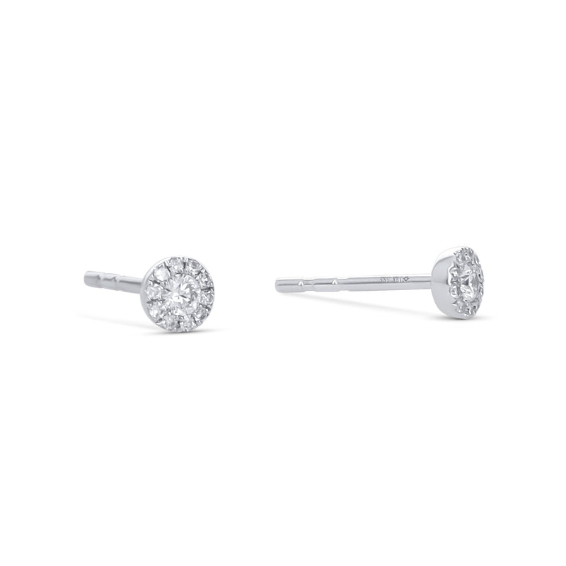 Petite White Gold Diamond Halo Stud Earrings