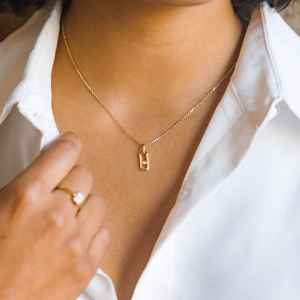 Diamond Oval Drop Necklace