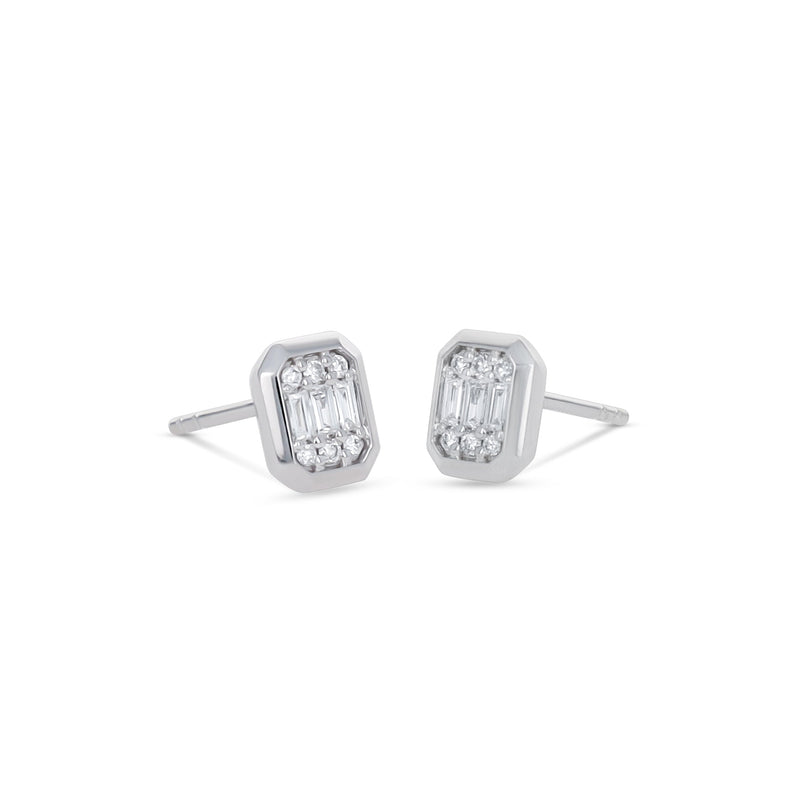 Polished Oval Diamond Stud Earrings