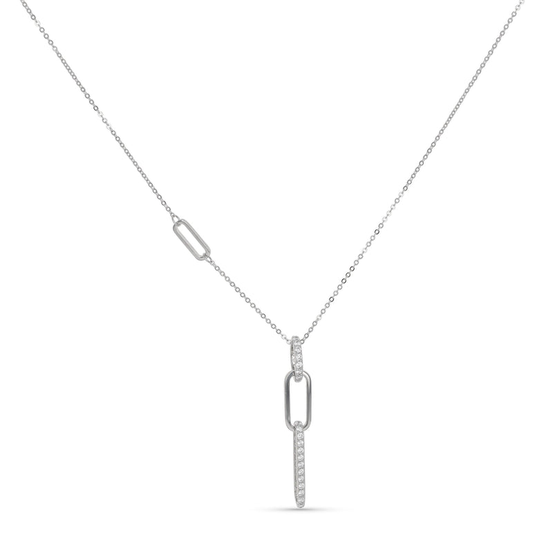 Oval Link Drop Charm Necklace
