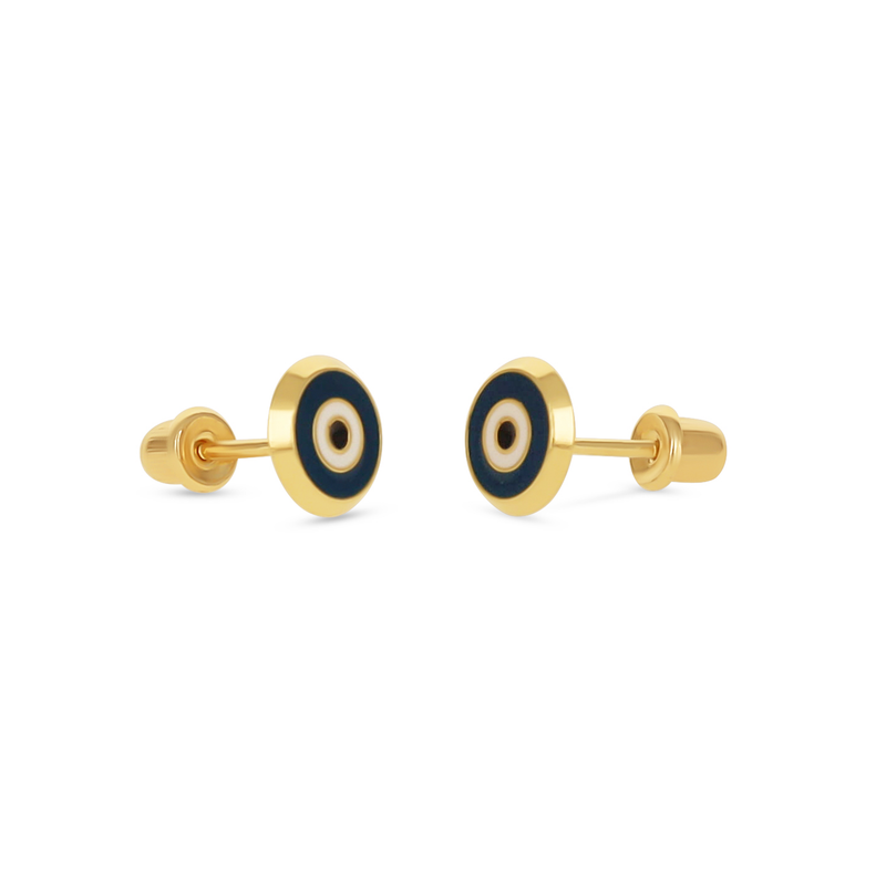 Navy Classic 14kt Evil Eye Studs