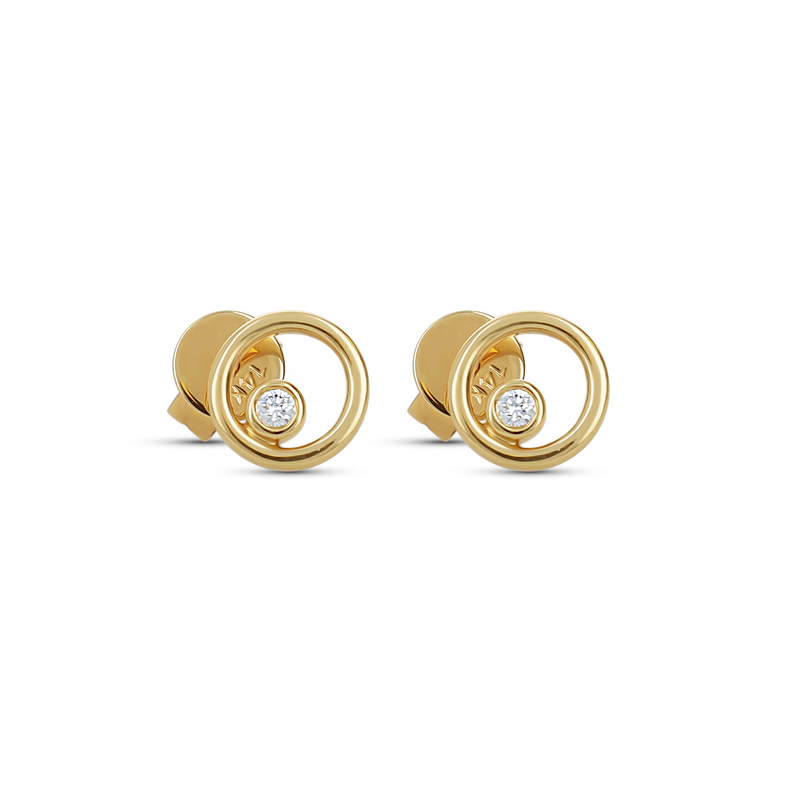 Diamond Open Circle Stud Earrings