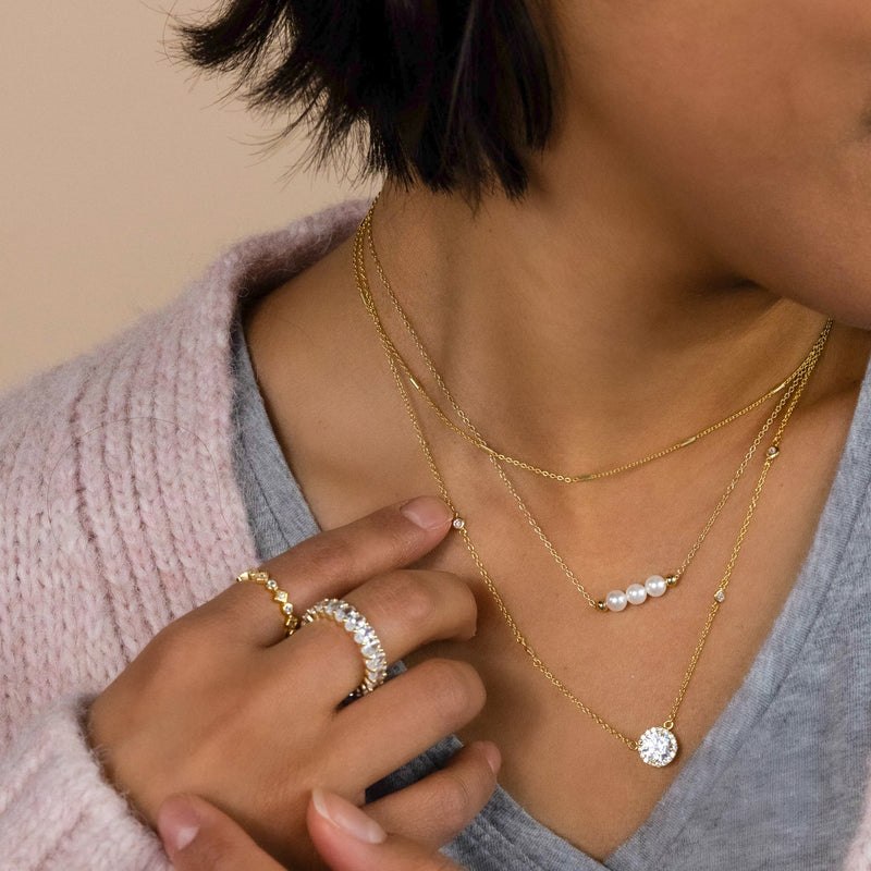 Triple Pearl Bar Necklace