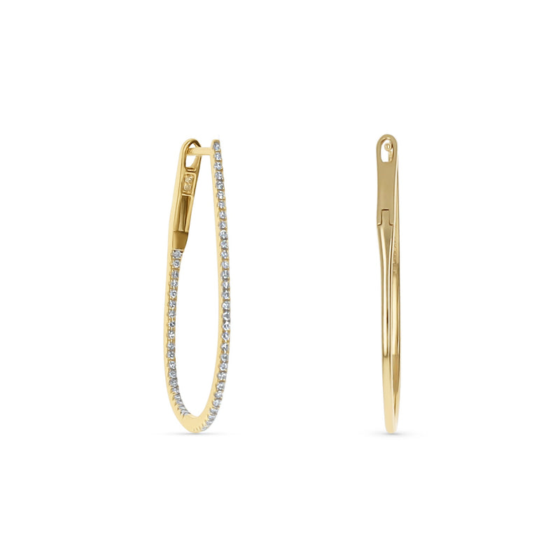 Narrow Oval Gold Hoop Earrings