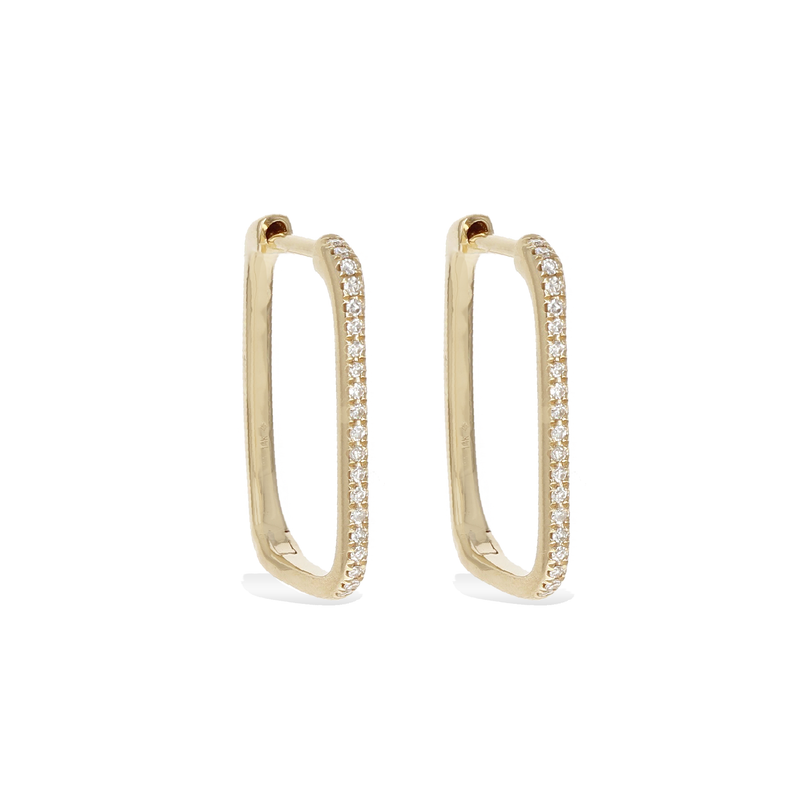 Diamond Rectangle Hoop Earrings