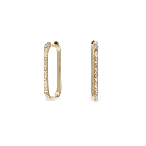 Diamond Rectangle Hoop Earrings