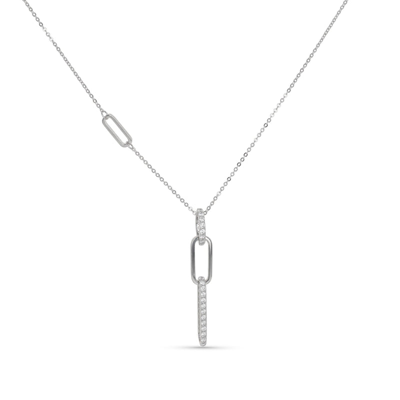 Oval Link Drop Charm Necklace