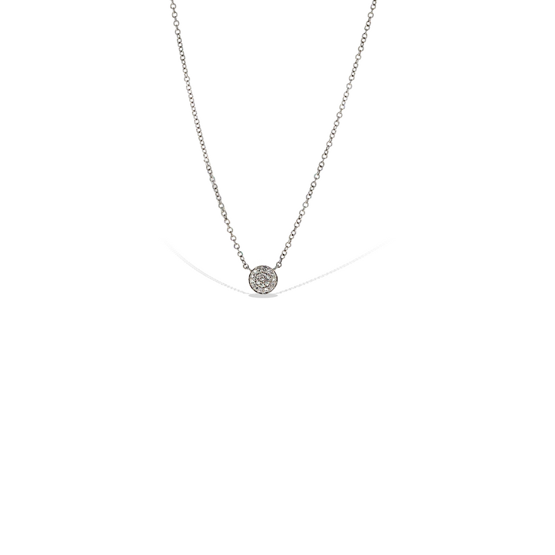Diamond Petite Pave' Disc Necklace