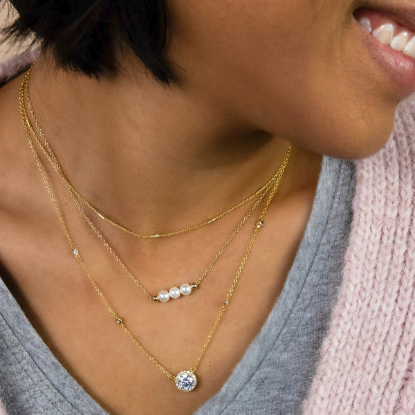 Triple Pearl Bar Necklace